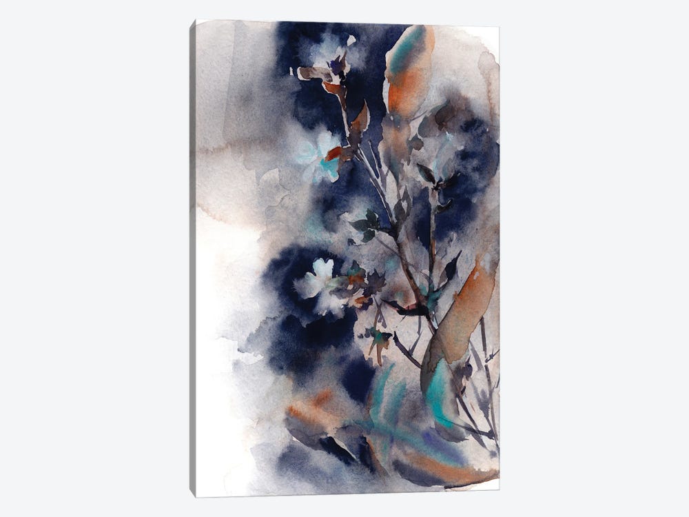 Abstract Florals In Dark Blue II by Sophie Rodionov 1-piece Canvas Wall Art
