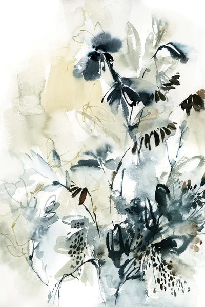Abstract Watercolors: Botanical In Teal And Tan by Sophie Rodionov