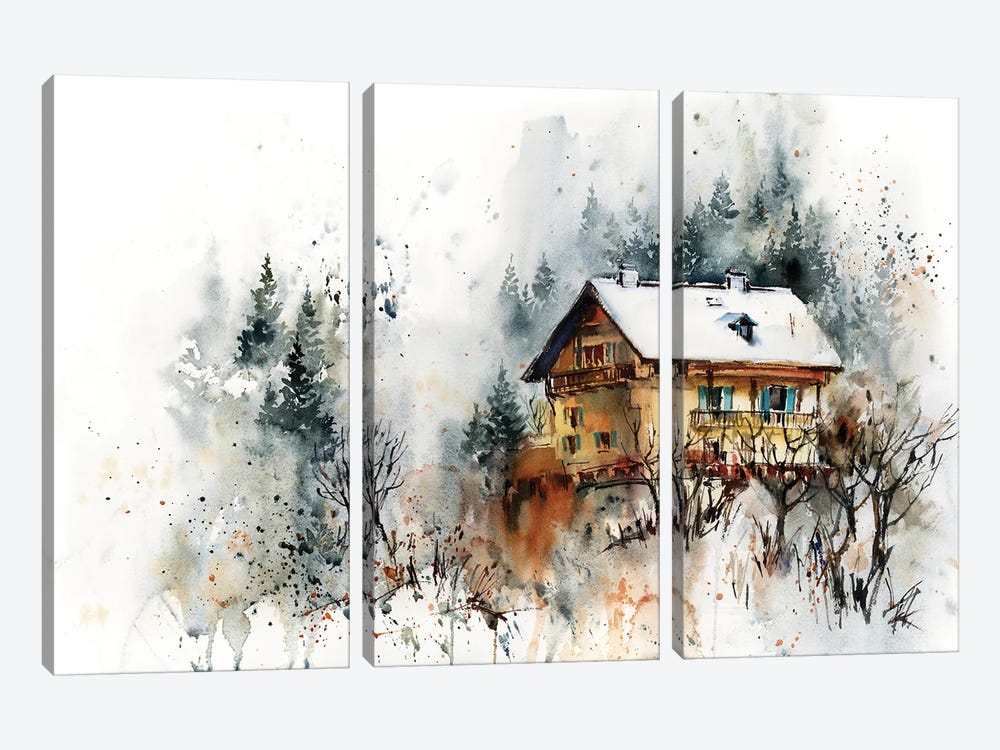 Mountains Cabin by Sophie Rodionov 3-piece Canvas Art