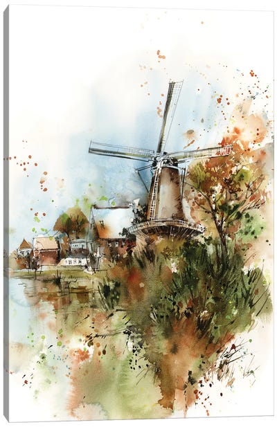 Windmill Canvas Art Print - Watermill & Windmill Art