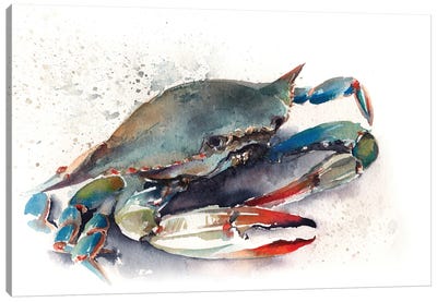 Blue Crab II Canvas Art Print - Coastal Living Room Art