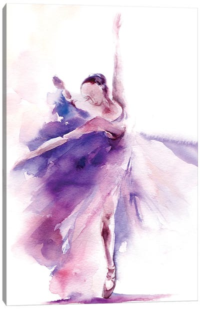 Ballerina In Purple II Canvas Art Print - Sophie Rodionov