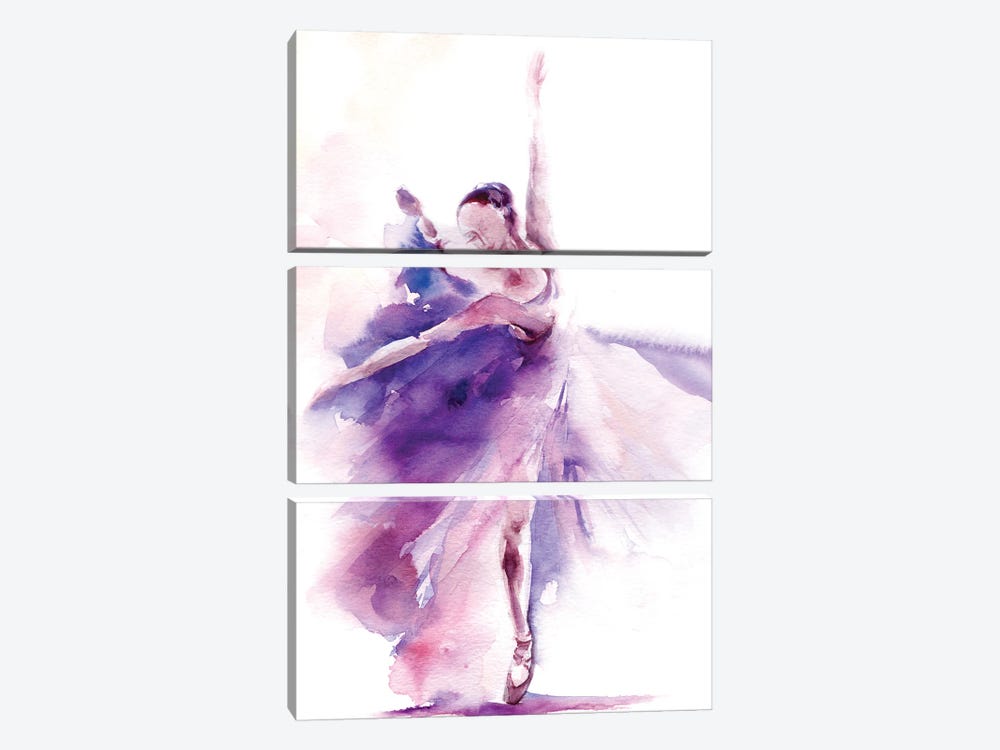 Ballerina In Purple II by Sophie Rodionov 3-piece Canvas Artwork
