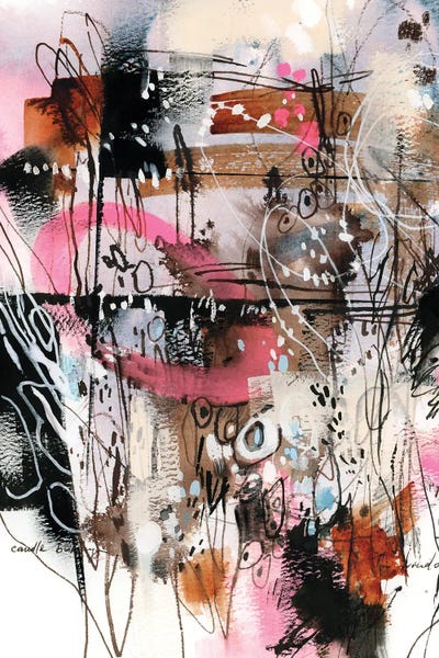 Chaotic Compositions: Abstract In Black With Pink And Burnt Orange N.2 by Sophie Rodionov