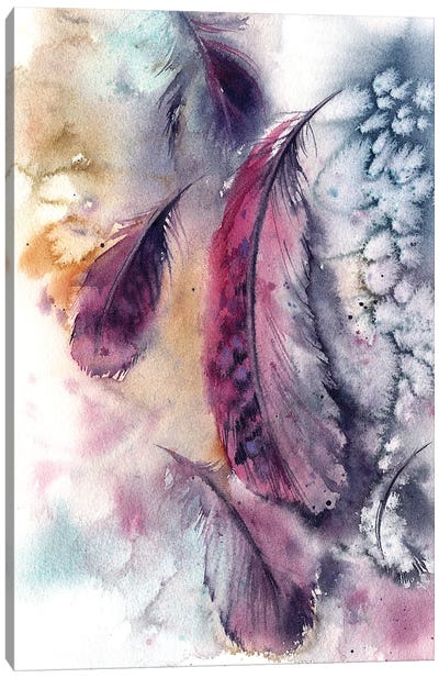 Purple Feathers Canvas Art Print - Feather Art