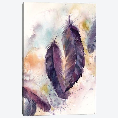 Feathers In Purple Canvas Print #SRV27} by Sophie Rodionov Canvas Art