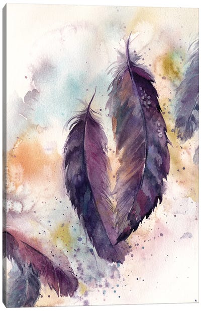 Feathers In Purple Canvas Art Print - Sophie Rodionov