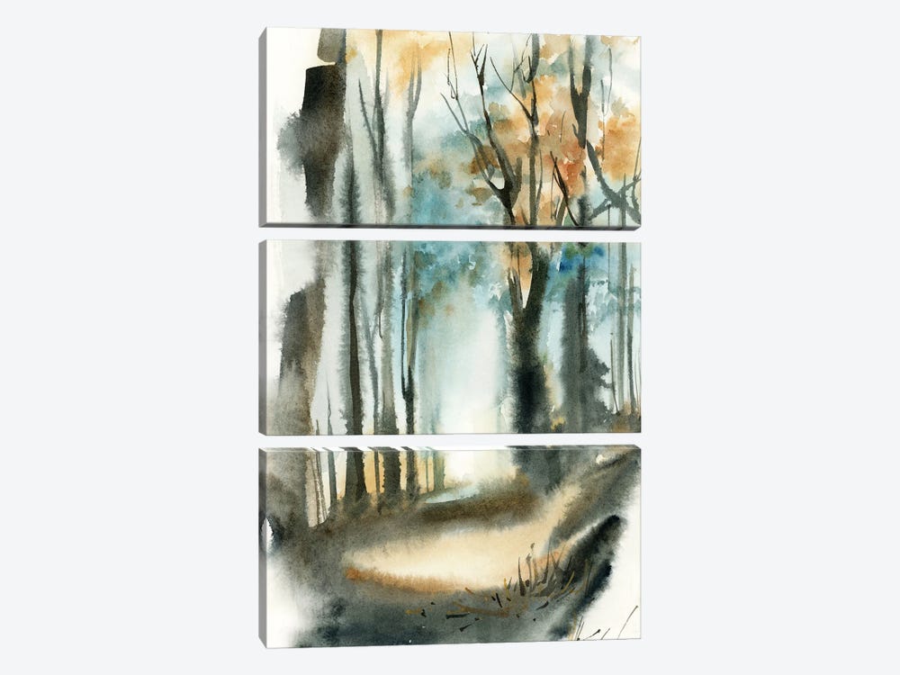 Path In Autumnal Forest by Sophie Rodionov 3-piece Canvas Print
