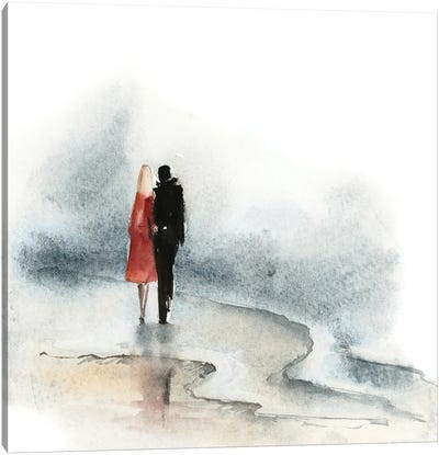 Beach Walk - Love Story Canvas Art Print - Sophie Rodionov