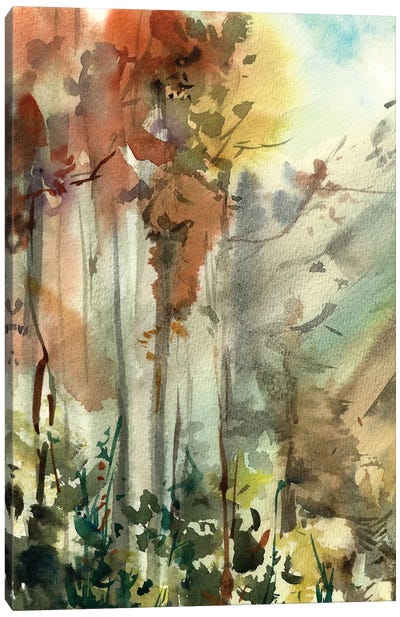 Autumnal Forest Canvas Art Print - 3-Piece Abstract Art