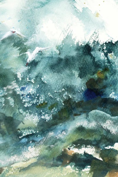 Teal Abstract Art: Waves by Sophie Rodionov