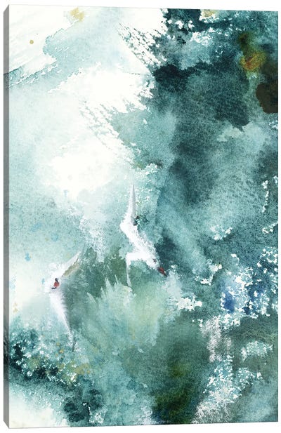 Sea Waves Canvas Art Print - Abstract Watercolor Art