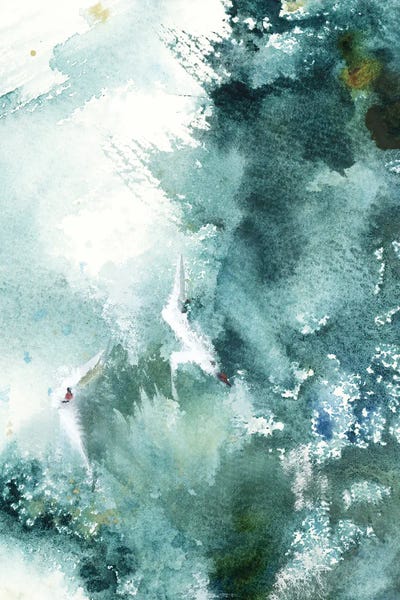 Teal Abstract Art: Sea Waves by Sophie Rodionov