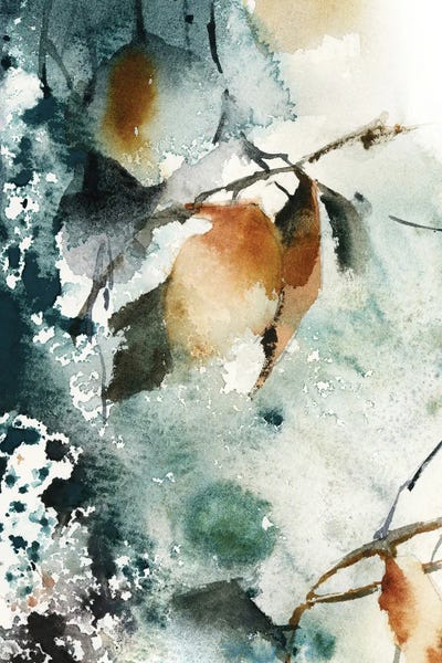 Abstract Watercolors: Abstract Botanical In Teal And Amber II by Sophie Rodionov