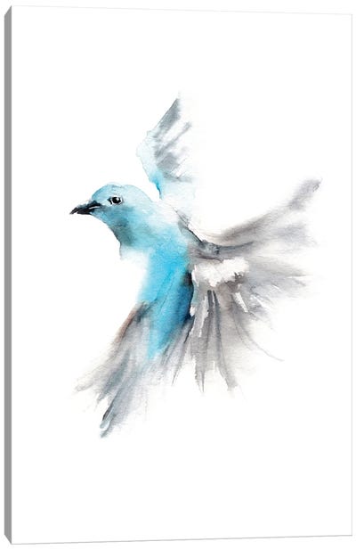 Sky Blue Flying Bird Canvas Art Print - Sophie Rodionov