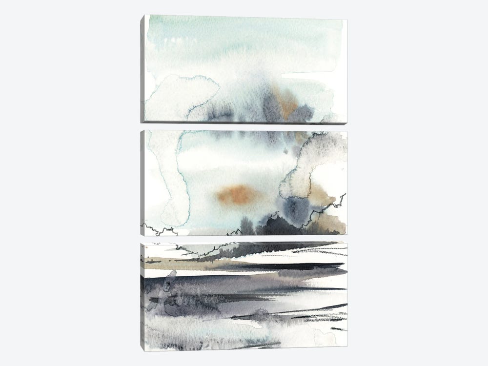 Abstract Landscape In Grey And Light Blue by Sophie Rodionov 3-piece Canvas Print