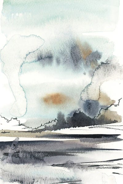 Scandinavian Office: Abstract Landscape In Grey And Light Blue by Sophie Rodionov