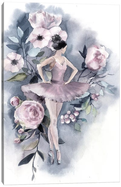 Ballerina And Flowers I Canvas Art Print - Sophie Rodionov