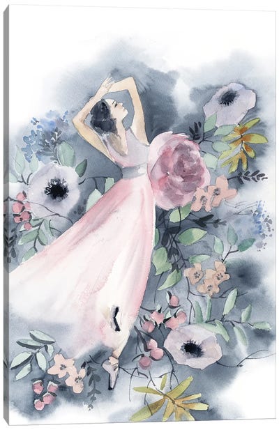 Ballerina And Flowers II Canvas Art Print - Sophie Rodionov