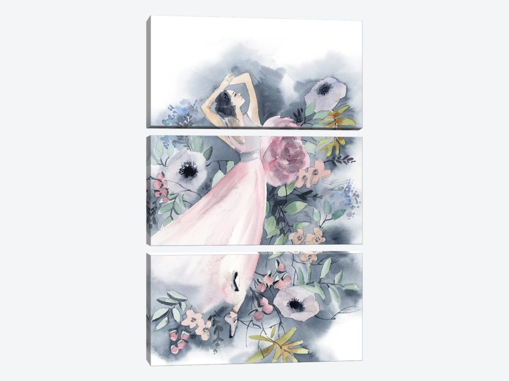 Ballerina And Flowers II by Sophie Rodionov 3-piece Canvas Print