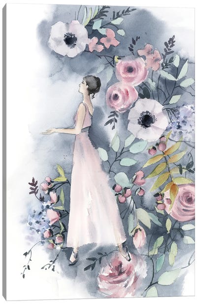 Ballerina And Flowers III Canvas Art Print - Sophie Rodionov