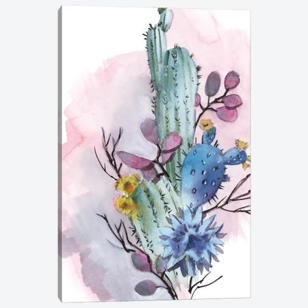 Tropical Cactus And Florals I Canvas Print #SRV64} by Sophie Rodionov Canvas Artwork