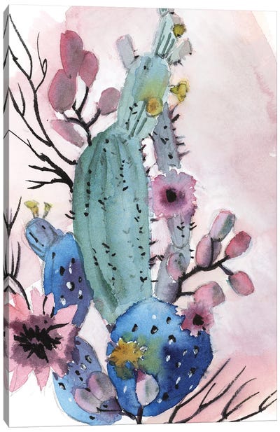Tropical Cactus And Florals II Canvas Art Print - Sophie Rodionov
