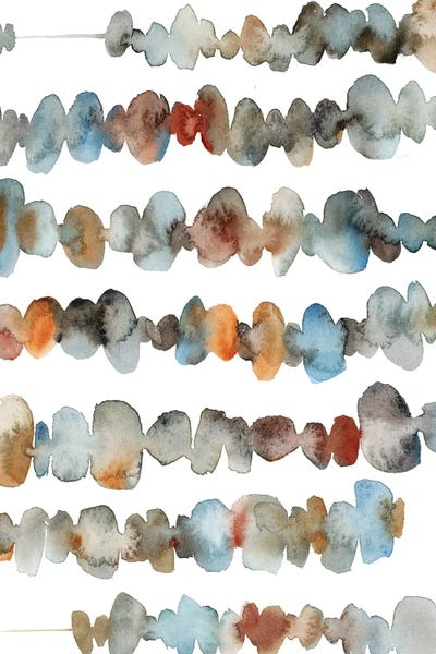 '70s Aesthetic: Abstract In Blue And Terracotta Shades I by Sophie Rodionov
