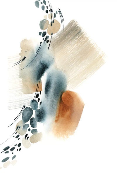 Scandinavian Office: Abstract In Blue And Terracotta I by Sophie Rodionov