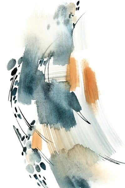 Scandinavian Office: Abstract In Blue And Terracotta by Sophie Rodionov