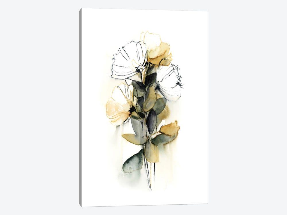 Florals In Mustard Yellow And Green I by Sophie Rodionov 1-piece Canvas Wall Art