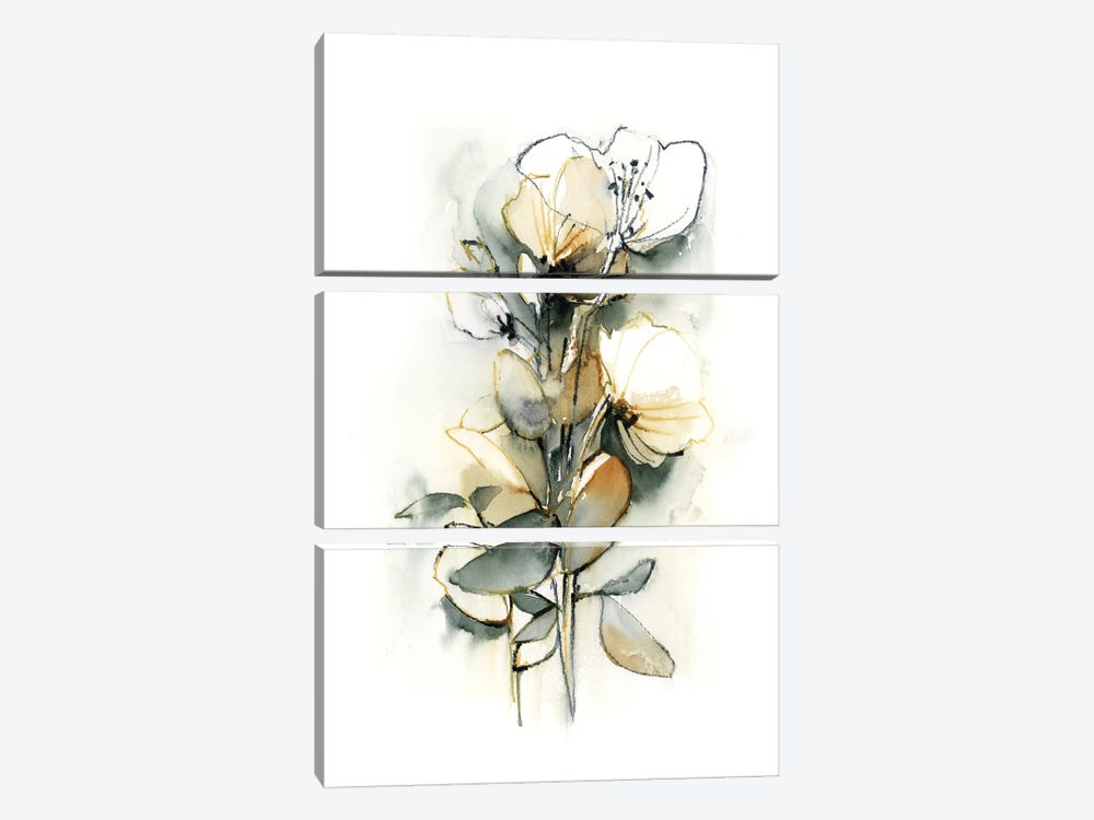 Florals In Mustard Yellow And Green II by Sophie Rodionov 3-piece Art Print