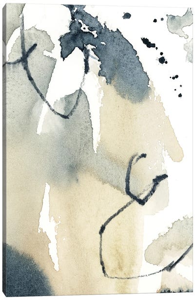 Abstract In Blue Grey And Tan II Canvas Art Print - Serene Watercolors