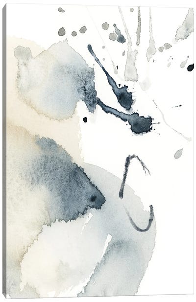 Abstract In Blue Grey And Tan IV Canvas Art Print - Black, White & Blue Art