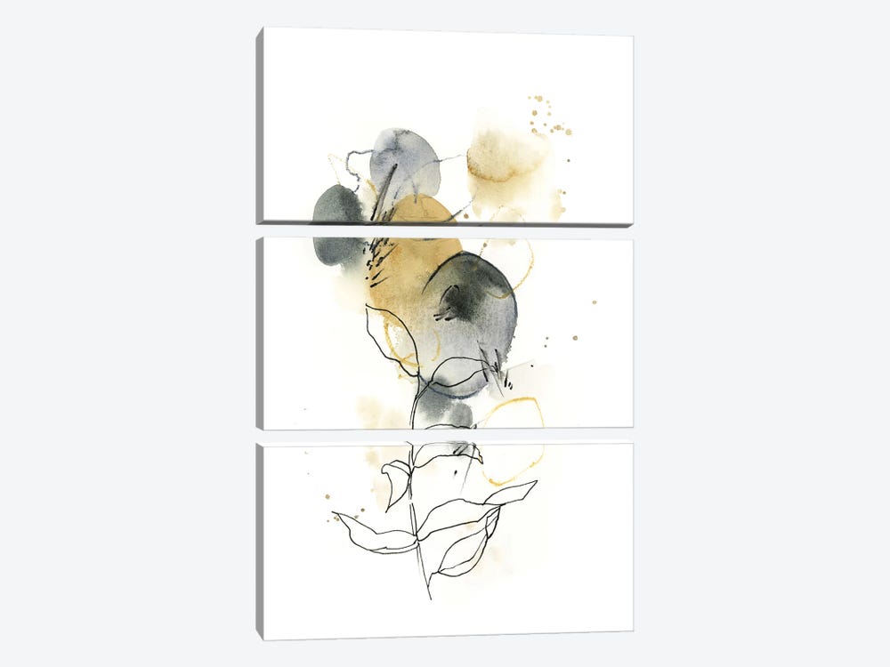 Abstract In Mustard Yellow And Grey Green I by Sophie Rodionov 3-piece Canvas Art