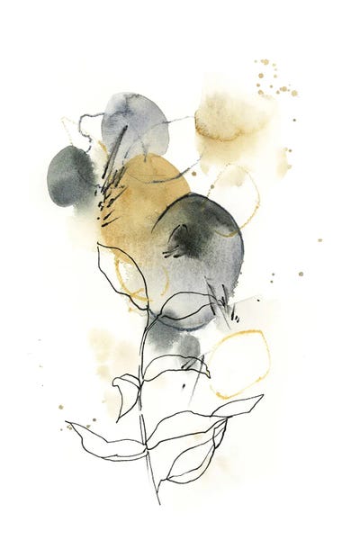 Scandinavian Office: Abstract In Mustard Yellow And Grey Green I by Sophie Rodionov