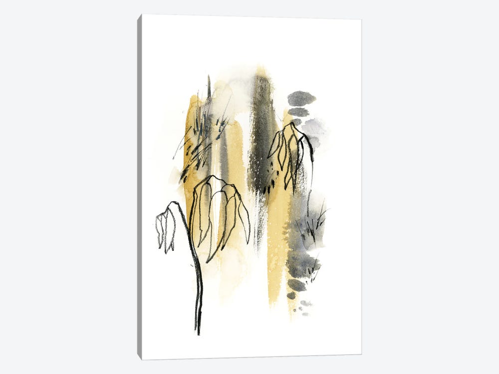 Abstract In Mustard Yellow And Grey Green II by Sophie Rodionov 1-piece Canvas Print