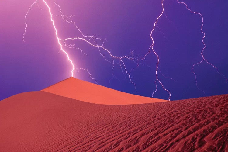 Lightning Bolts In A Purple Sky, Death Valley National Park, California, USA