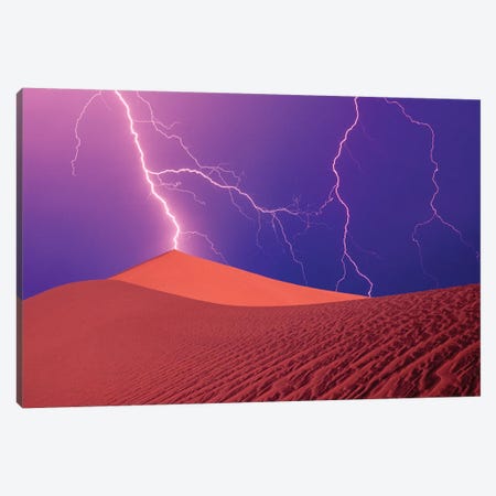 Lightning Bolts In A Purple Sky, Death Valley National Park, California, USA Canvas Print #SSA2} by Steve Satushek Canvas Artwork