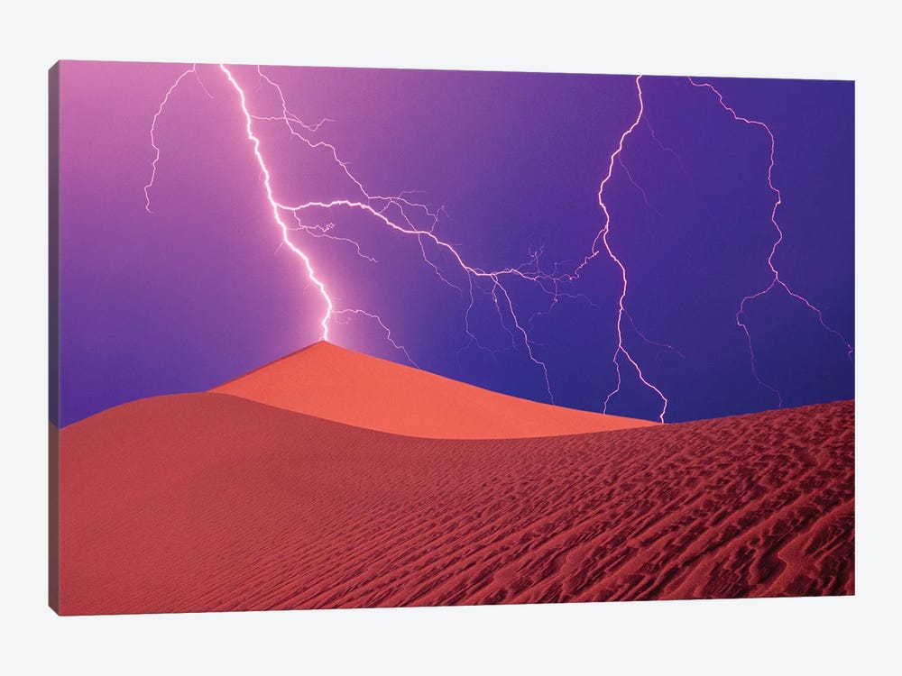 Lightning Bolts In A Purple Sky, Death Valley National Park, California, USA 1-piece Canvas Print