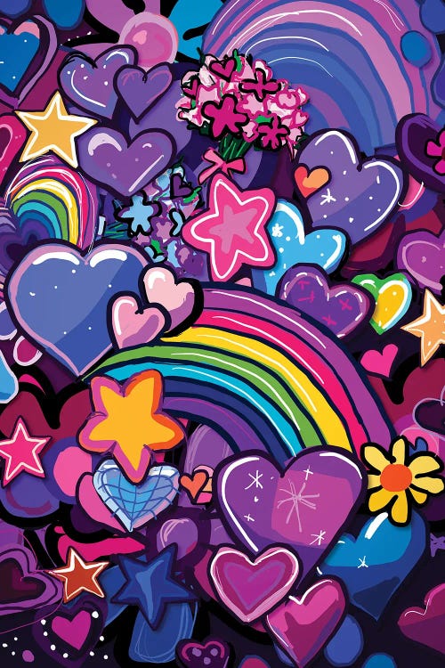 Hearts, Stars And Rainbows by Only Steph Creations wall art