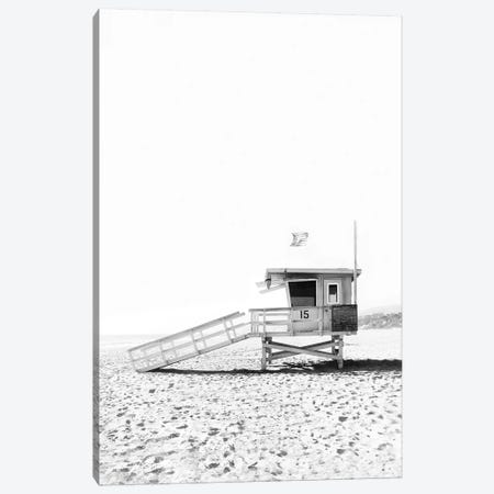 Lifeguard Hut In Black & White Canvas Print #SSE108} by Sisi & Seb Canvas Print