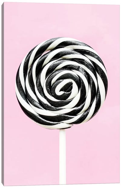 Pink Lollipop Canvas Art Print - Candy Art