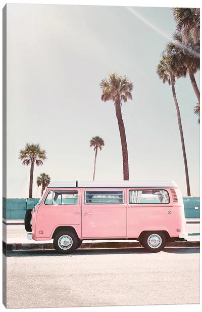 Pink Van Canvas Art Print - Beach Vibes