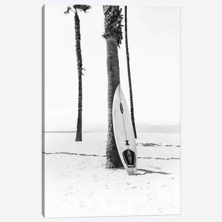 Surf Board In Black & White Canvas Print #SSE197} by Sisi & Seb Canvas Art Print