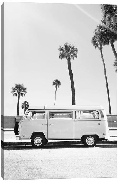 Van In Black & White Canvas Art Print - Tropical Beach Art