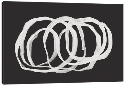Black Abstract Brush Circles Canvas Art Print - Sisi & Seb