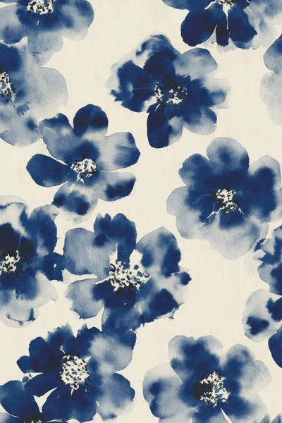 Indigo Blooms by Sisi & Seb wood print