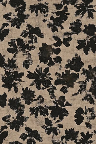Black Ink Florals On Linen by Sisi & Seb wood print