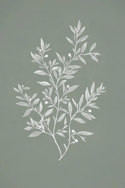 Spring Leaves - Canvas Prints: Olive On Sage by Sisi & Seb